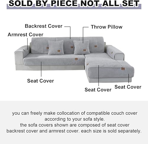 Miniatura 2 de vctops Fundas para sofá de forro polar sherpa, funda de sofá modular de felpa súper suave y cálida, funda antideslizante de lujo, protector de