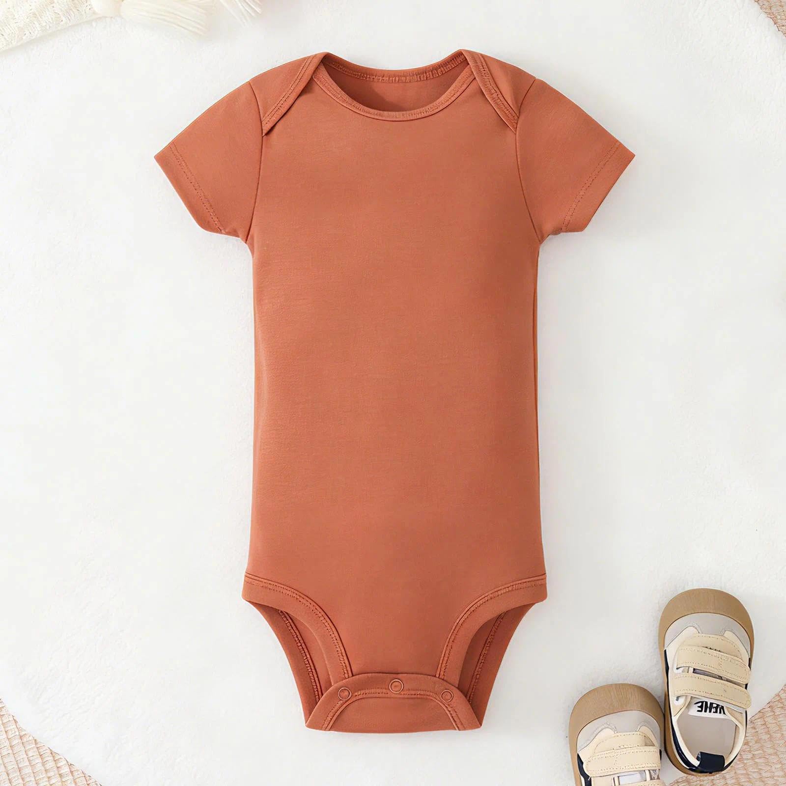 Body de manga corta para bebé, cuello redondo, de algodón, entrepierna a presión, unisex, para niño y niña, traje completo para gatear — view 8