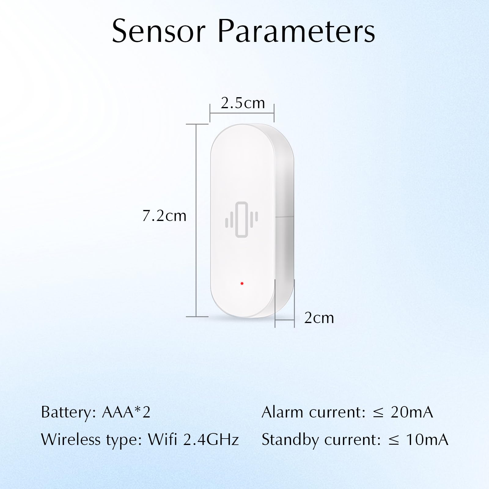 Sensore di vibrazione WiFi, sensori di allarme per finestre intelligenti, Tuya APP riceve notifiche da remoto con sensibilità regolabile, per allarme per porte di sicurezza finestre