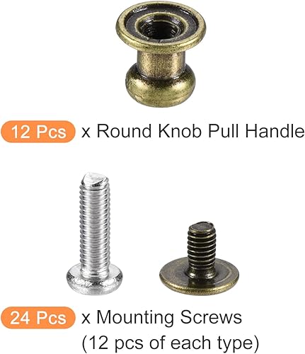 Miniatura 6 de METALLIXITY Mini tiradores de cajón (0.24 pulgadas), 12 unidades, aleación de zinc, mini pomos de cabeza redonda con tornillos, para manija de cajón