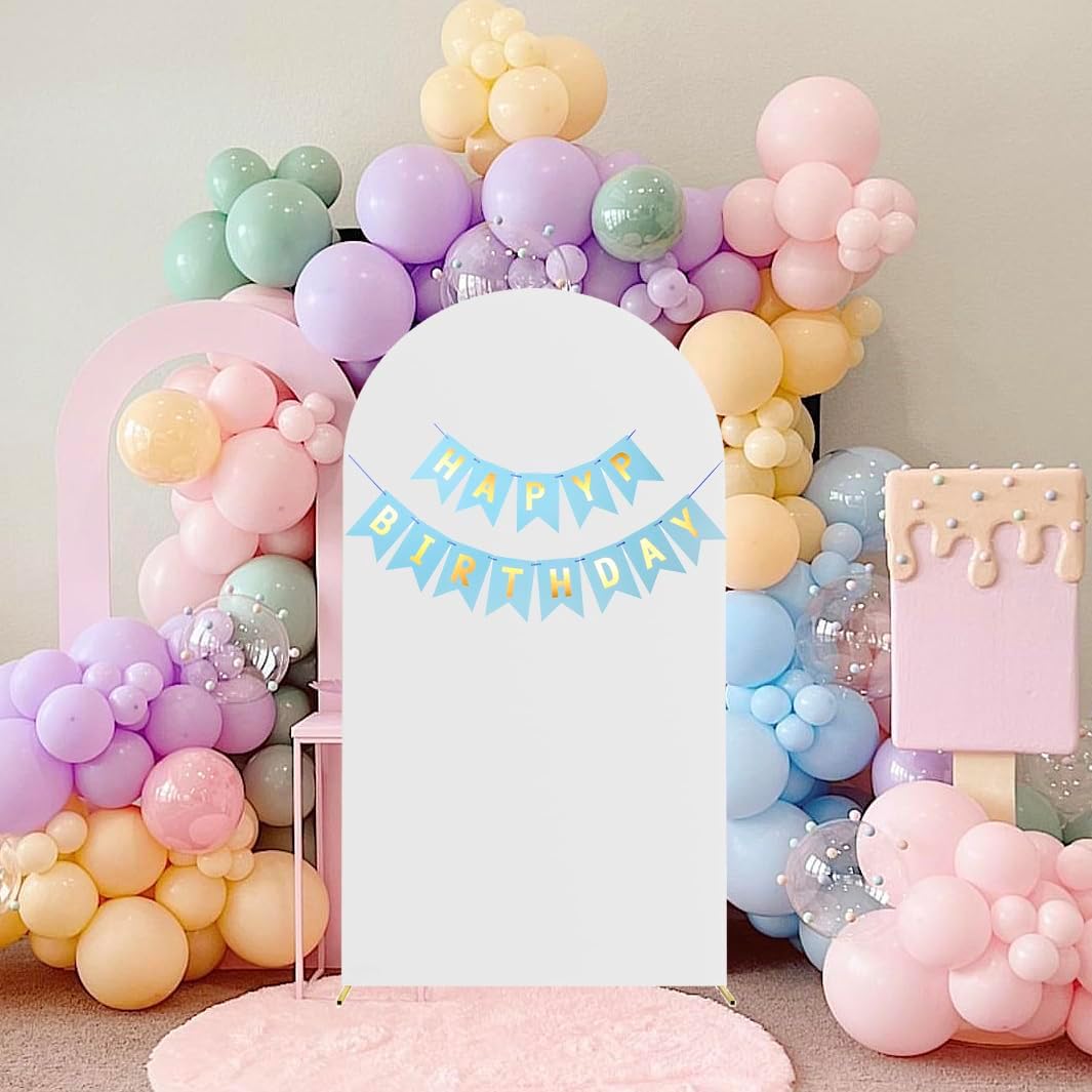 6.6FT Wedding Arch Cover Spandex Fitted Stretchy Arch Stand Covers,2-Sided Round Top Chiara Backdrop Cover for Party Birthday Ceremony Banquet Baby Shower Banquet Arch Decoration(White)