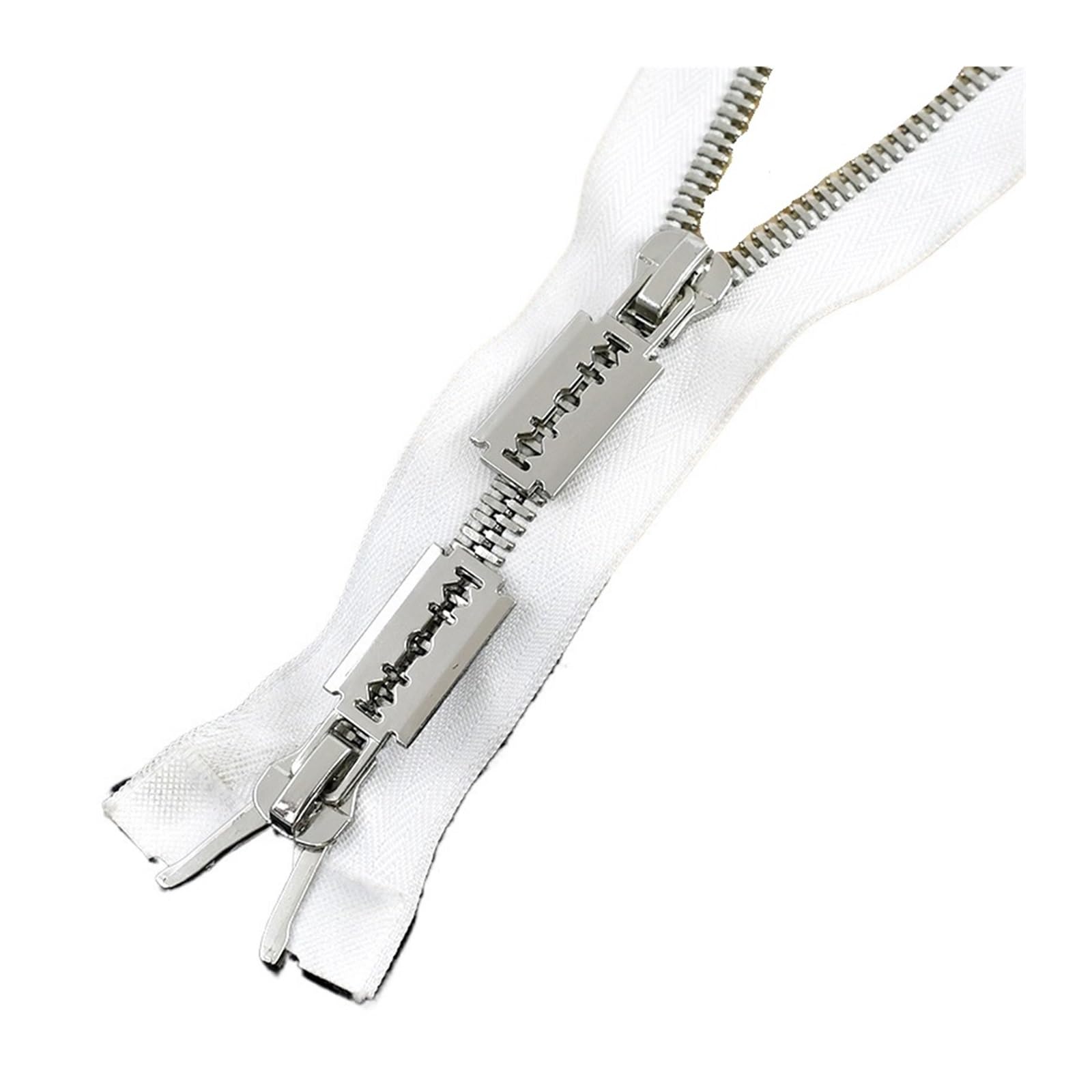 Cewka z żywicy 10# Dwukierunkowy metalowy zamek błyskawiczny, wielokolorowy, 85-120 cm(Whitesilver-100cm)