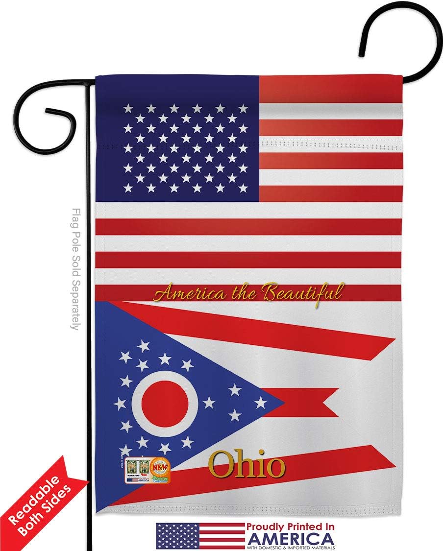 US Ohio Garden Flags Pack Americana States USA American Territories Republic Country Particular Area Applique Small Decorative Gift Yard House Banner Double-Sided Made In 13 X 18.5