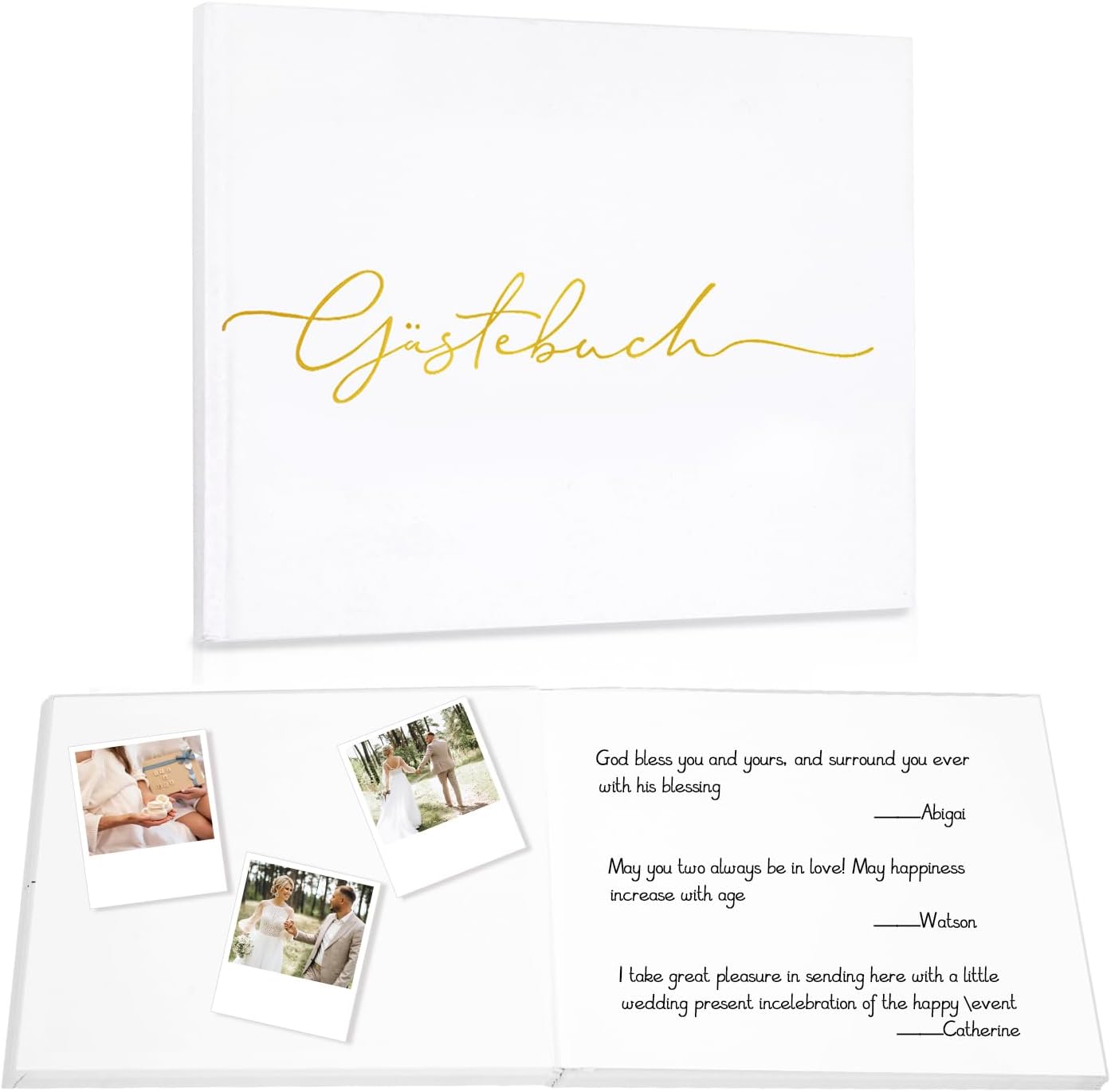 HYRIXDIRECT Wedding Guest Book - Elegant for Wedding Receptions, Baby Showers, Birthdays and Life Memorial Service to Sign in and Add Polaroid Photos - 100 Blank Pages with 120g Dowlingpaper