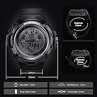 Vista 6 de 10ATM 328.1 ft Reloj deportivo impermeable al aire libre para nadar con luz trasera, cronómetro, función de cronógrafo, soporte de doble zona