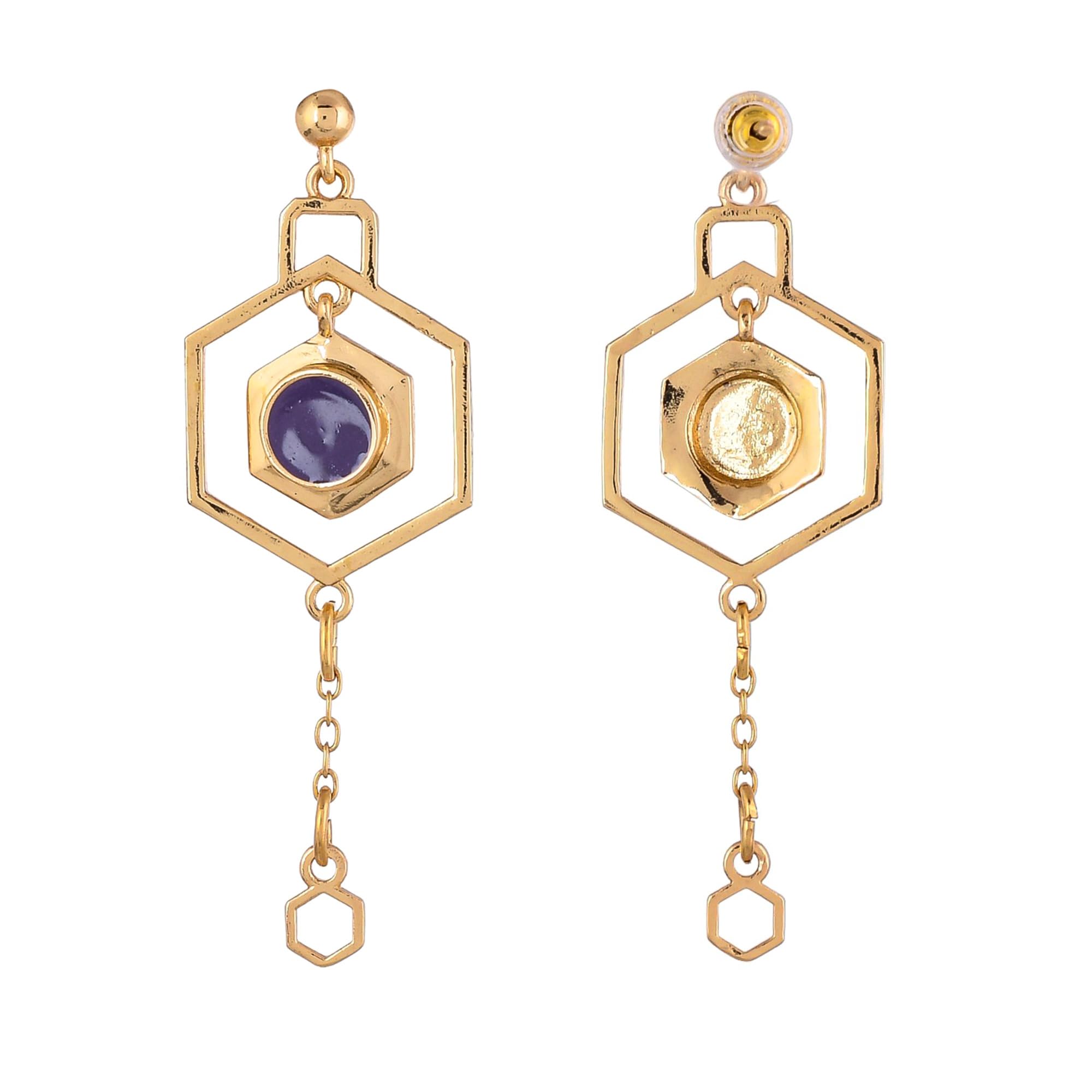 Benzene Purple Gem Drop Earrings