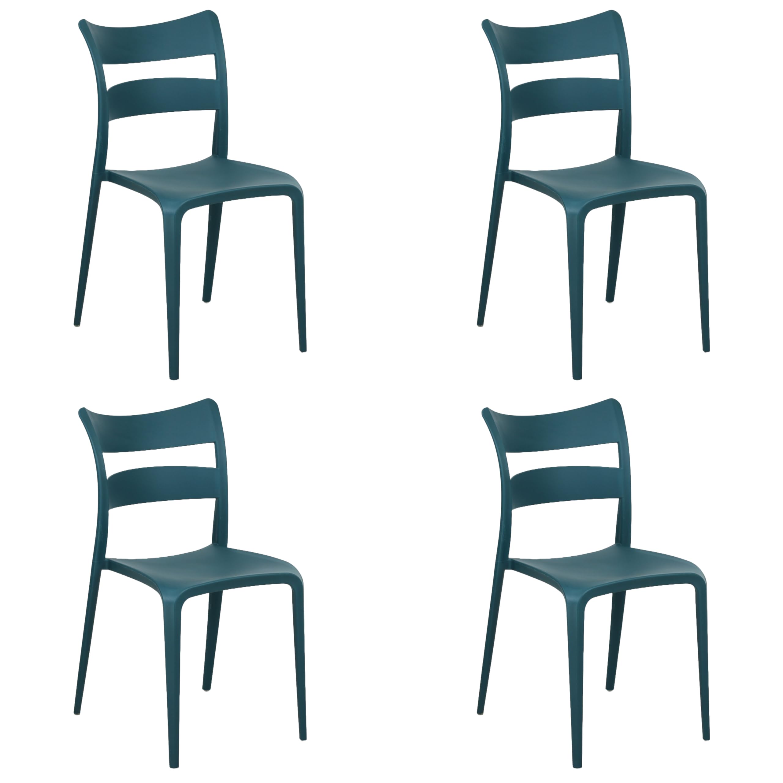 Totò Piccinni Sedia ONDA in Polipropilene moderno design impilabile per esterno e interno (4, Petrolio)