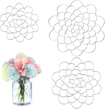 3 Pack Flower Frog Stainless Steel Wire Flower Arranging Tool Flower Lid Arranger Reusable Floral Grid Holder Silver, 4,5,6 inch