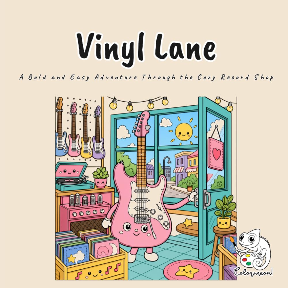 Vinyl Lane: An Adorable Kawaii Coloring Book for Adults and Teens with Riff the Cherry Guitar, Treble the Upright Piano, and Wax the Vinyl Record at ... Shop on the Corner for Mindful Relaxation