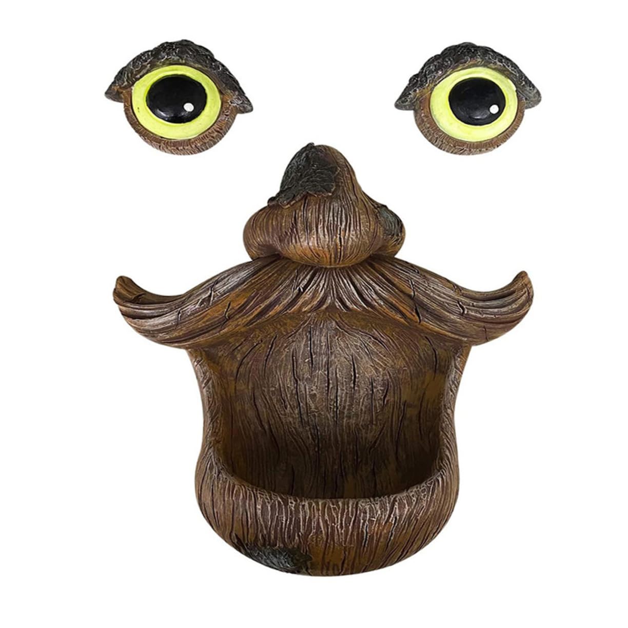 BESPORTBLE Mangiatoia per Uccelli in Resina Volto di Legno Luminoso per Esterno Decorazione Giardino Area Giochi Bambino Bambina Design Fantastico e Divertente