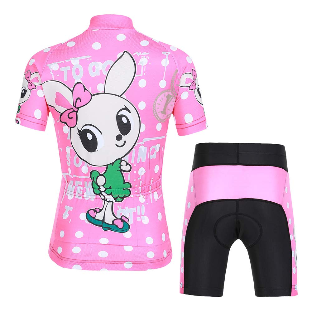 Unisex Enfant Garçon Fille Maillot de Cyclisme Set Manches Courtes Jersey avec 3D Rembourré Coussin