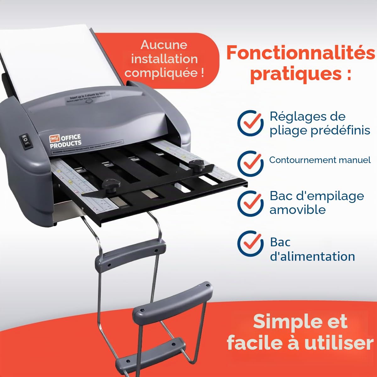 Martin Yale P7500 Plieuse de papier à alimentation automatique, 4000 feuilles/heure, plis en lettre, en deux, en Z, parallèle double, plie du papier 21,6 x 27,9 cm et 21,6 × 35,6 cm, 75 g/m²