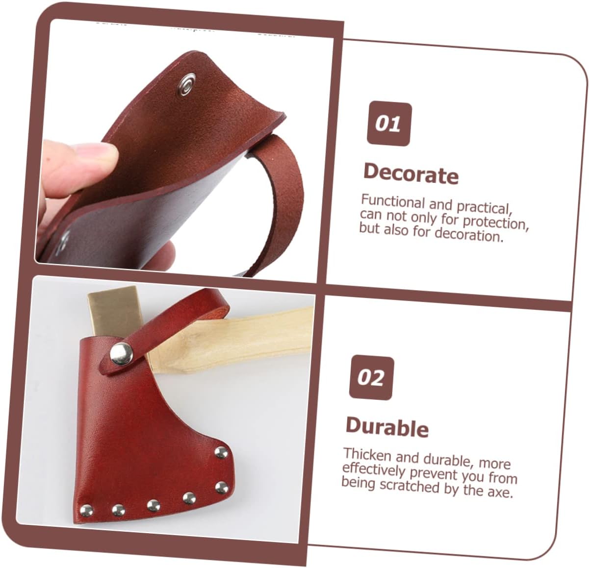 2pcs Hatchet Cover Cowhide Protective Cover for Axes Hatches Wear-Resistant for Outdoor Camping Barbecue