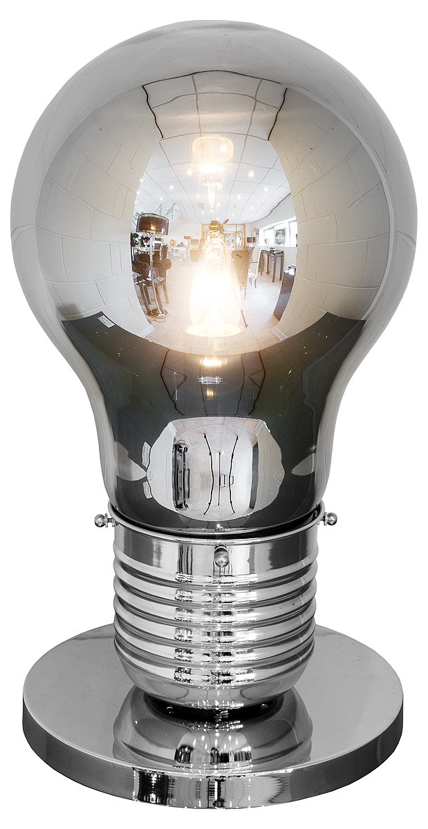 Febland Silver Smoked Giant Bulb Shaped Table Lamp, Glass,