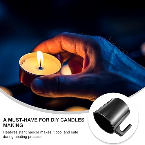 Miniatura 3 de Healifty Olla para hacer velas de 41 onzas, jarra de cera de acero inoxidable para velas, chocolate, jabón (negro)