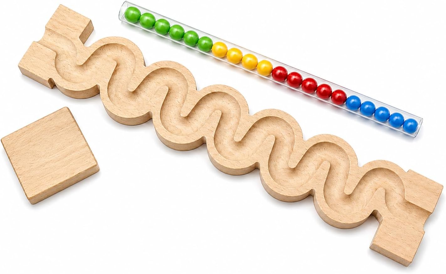 3D Wooden Marble Run Track Set with 20 Colorful Balls and Transparent Tube | Beech Wood Montessori STEM Toy for Kids 3+ Years | Eco-Friendly Building Puzzle Game | Birthday Gift for Boys Girls