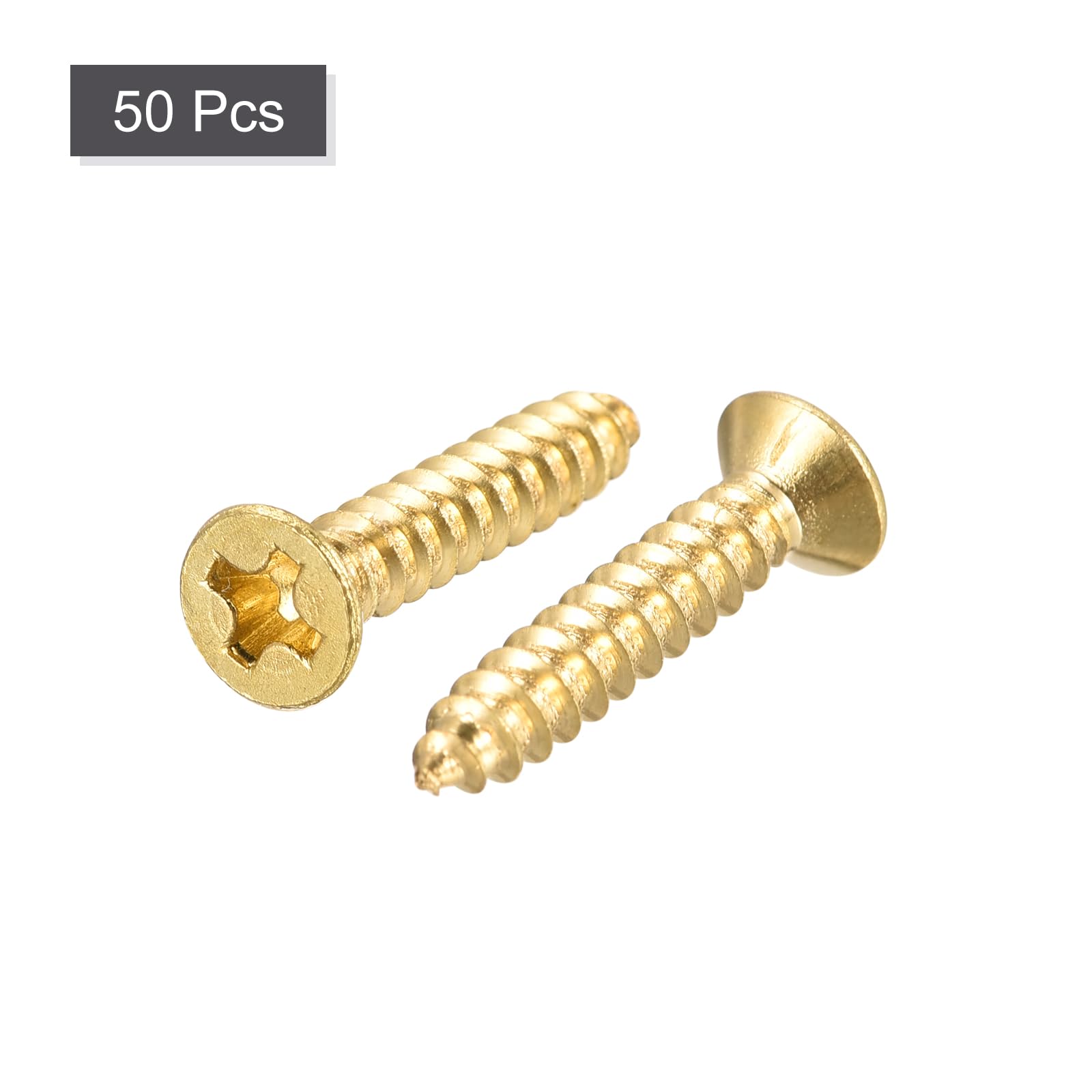 Mosiężne wkręty dekoracyjneMosiężne wkręty do drewna, M2x12mm Złącze samogwintujące Phillips z łbem płaskim do zawiasów drzwiowych, mebli drewnianych, sprzętu AGD 50 szt(M3.5x20mm)