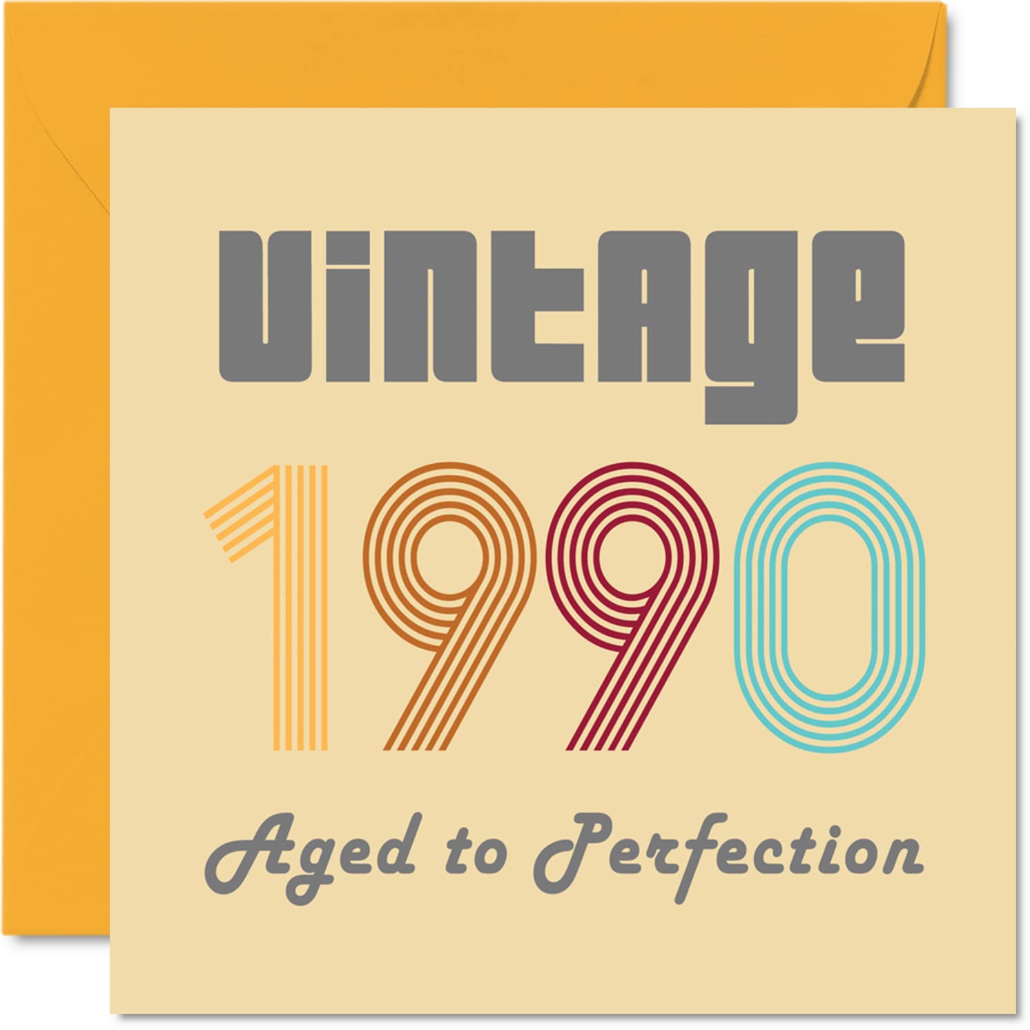 36th Birthday Cards for Men Women - Vintage 1990 Aged To Perfection - 36 Birthday Card Funny for Her Him, 145mm Greeting Cards Mum Dad Brother Sister Uncle Auntie