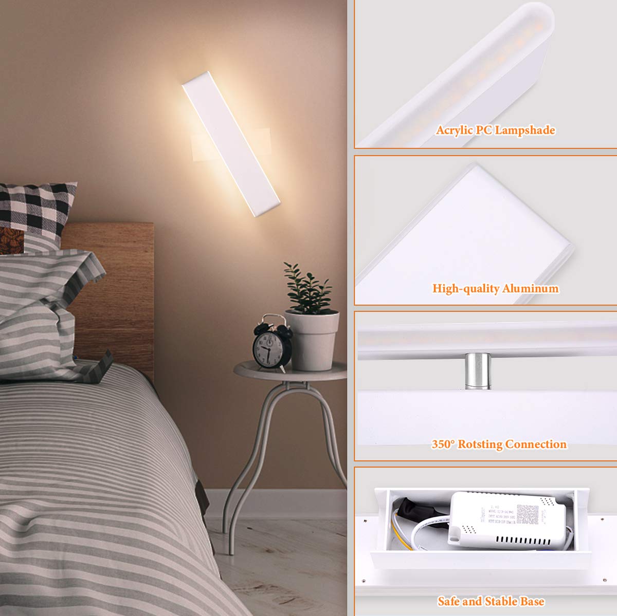 Audor Led-wandlamp voor binnen, met afstandsbediening, app, 8 W, dimbaar, 2700 K-6500 K, CCT, instelbare helderheid, modern, up-down, wandverlichting met nachtlampmodus, voor slaapkamer, woonkamer, hal Audor Led-wandlamp voor binnen, met afstandsbediening, app, 8 W, dimbaar, 2700 K-6500 K, CCT, instelbare helderheid, modern, up-down, wandverlichting met nachtlampmodus, voor slaapkamer, woonkamer, hal