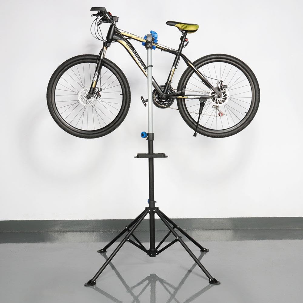 Yaheetech Pied d'Atelier Vélos Pivotant 360° Support de Vélo Pliant Réglable Réparation pour Vélo Noir avec Pince de Serrage 25mm-40mm Max. Charge 30 kg