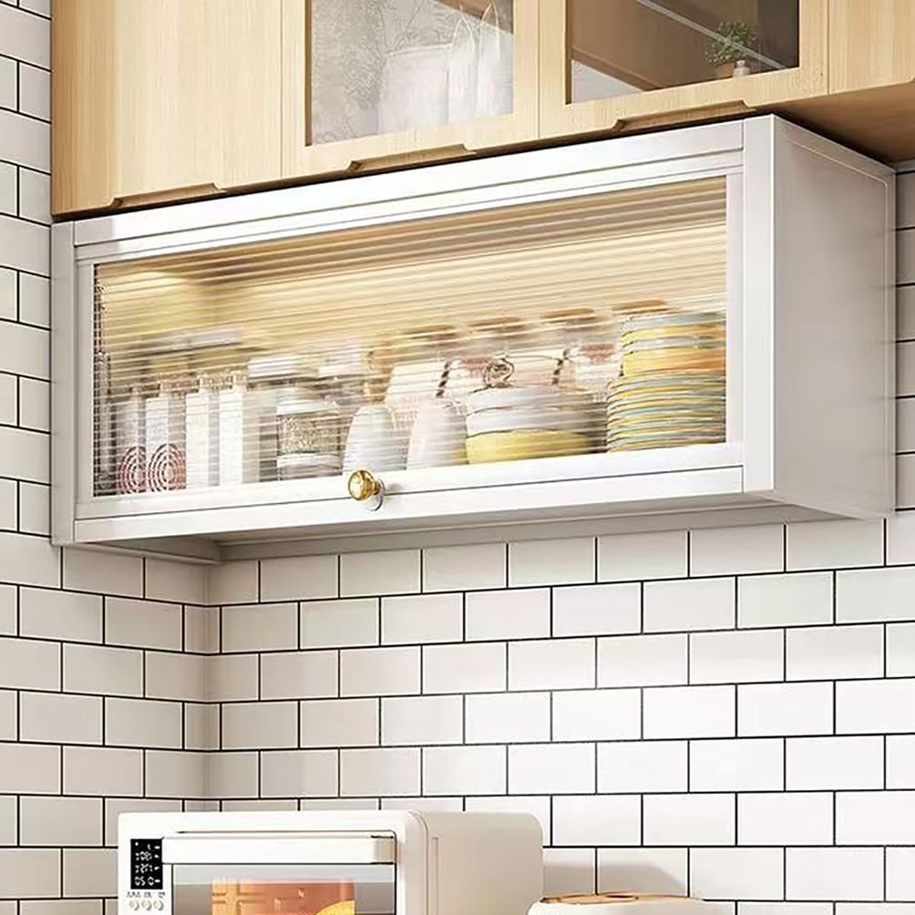 WYRNOBRX Gabinetes Para Cocina with Flip-Down Doors Stainless Steel Kitchen Shelving Unit Garage Cabinets Wall Mounted Wall-Mounted Upper Cabinet for Home Bathroom Garage,Silver,L60*H34.5*W22