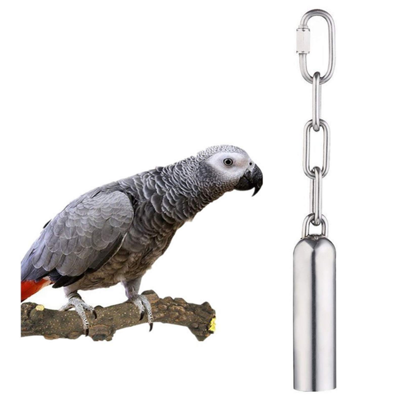 TAME Parrot Toys Stainless Steel Bell Toy for Birds,Heavy Duty Bird Cage Toys for Parrots, African Greys, Mini Macaws, Small Cockatoos, Cockatiels & More