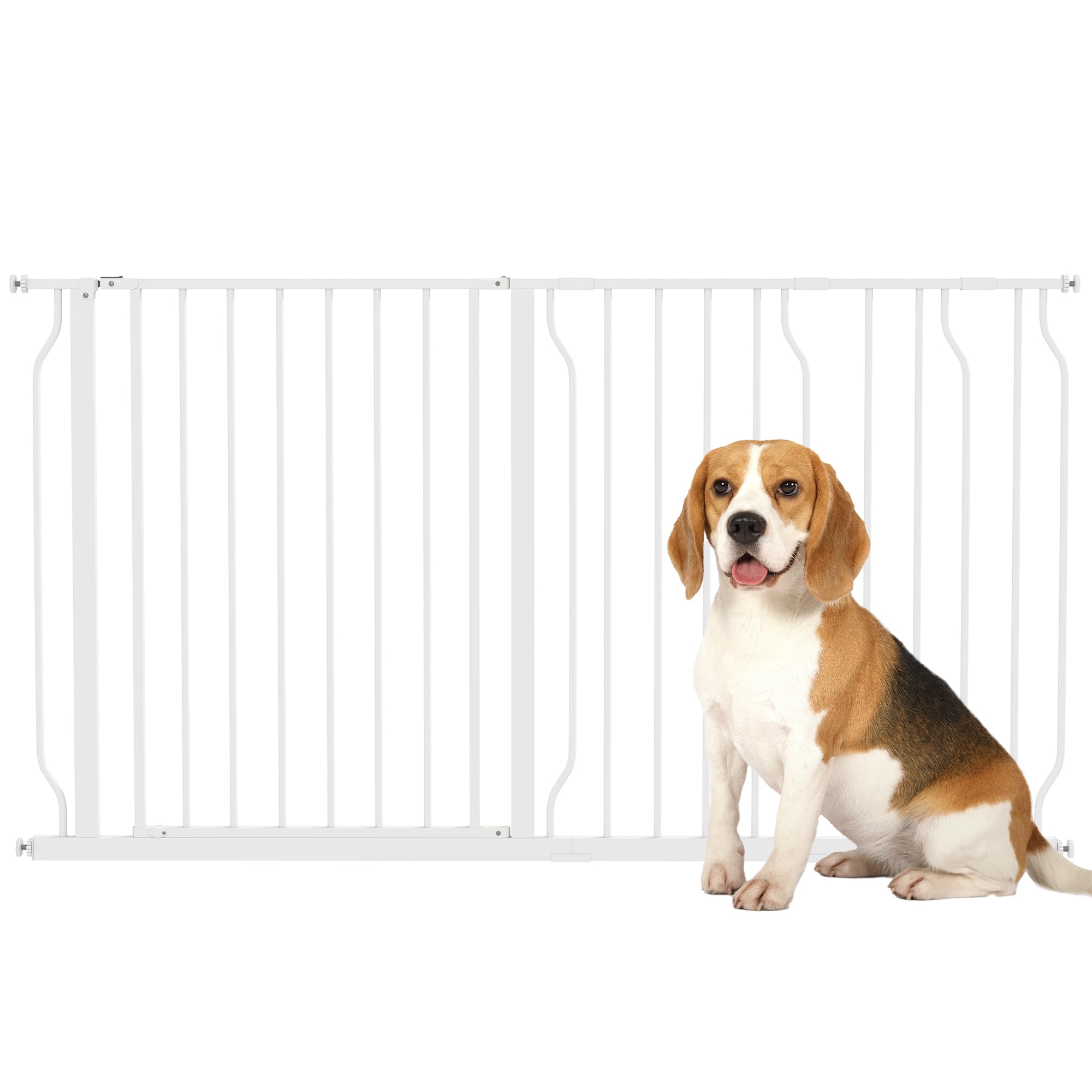 PawHut Barrière de sécurité Chien barrière Extensible 75-​145 x 76 cm barrière escaliers couloirs Portes sans perçage en Acier et ABS Blanc