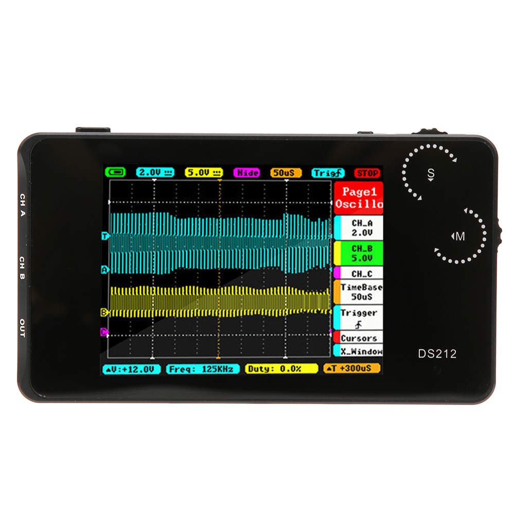 Mini oscilloscopio DS212 Oscilloscopio a memoria digitale portatile Oscilloscopio tascabile a 2 canali con interfaccia USB per riparazioni di ingegneria elettronica