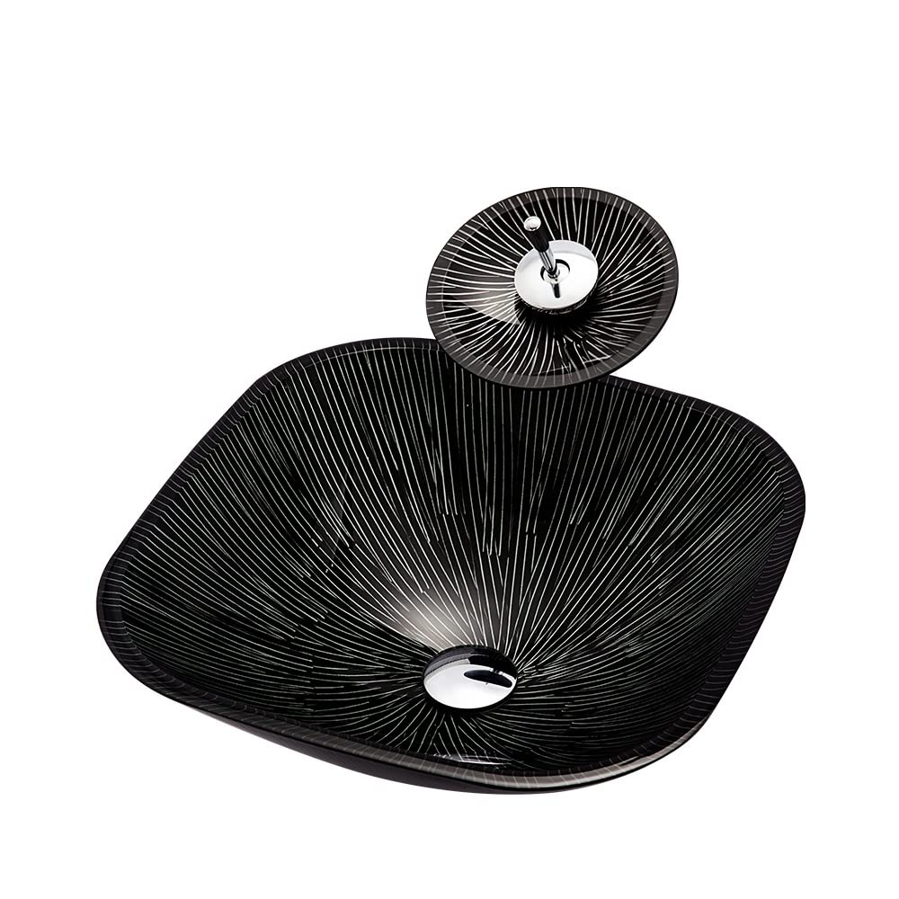 Bathroom Sink Countertop Bathroom Vessel Vanity Sink Tempered Glass Wash Basin Hotel Art Utensil with Faucet Combo Counter Basin
