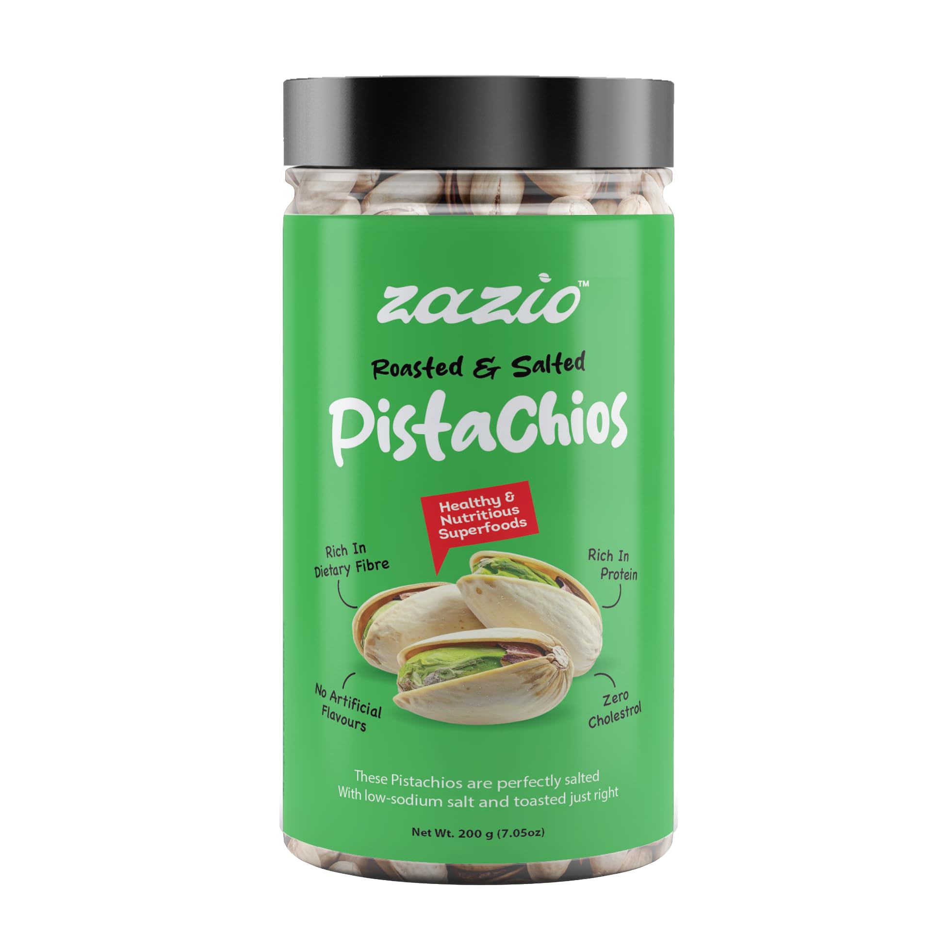 ZaZio Premium Roasted & Salted Pistachios 200 g | Pista Dry Fruit | Tasty & Healthy | High in Protein & Dietary Fiber | Low Calorie Nuts' (200g (Pack of 1))-image-45
