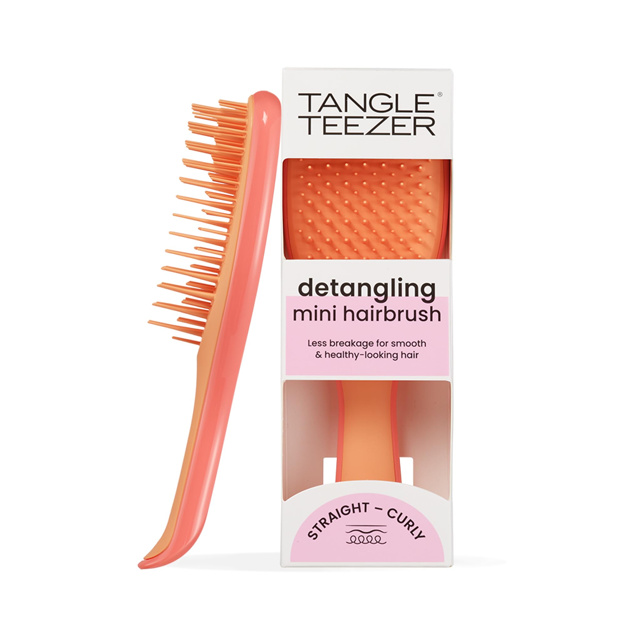 Tangle Teezer Mini Ultimate Detangler - For Wet & Dry Hair - Detangling Brush for All Hair Types - Perfect Brush For Kids & Travel - Salmon Pink & Apricot