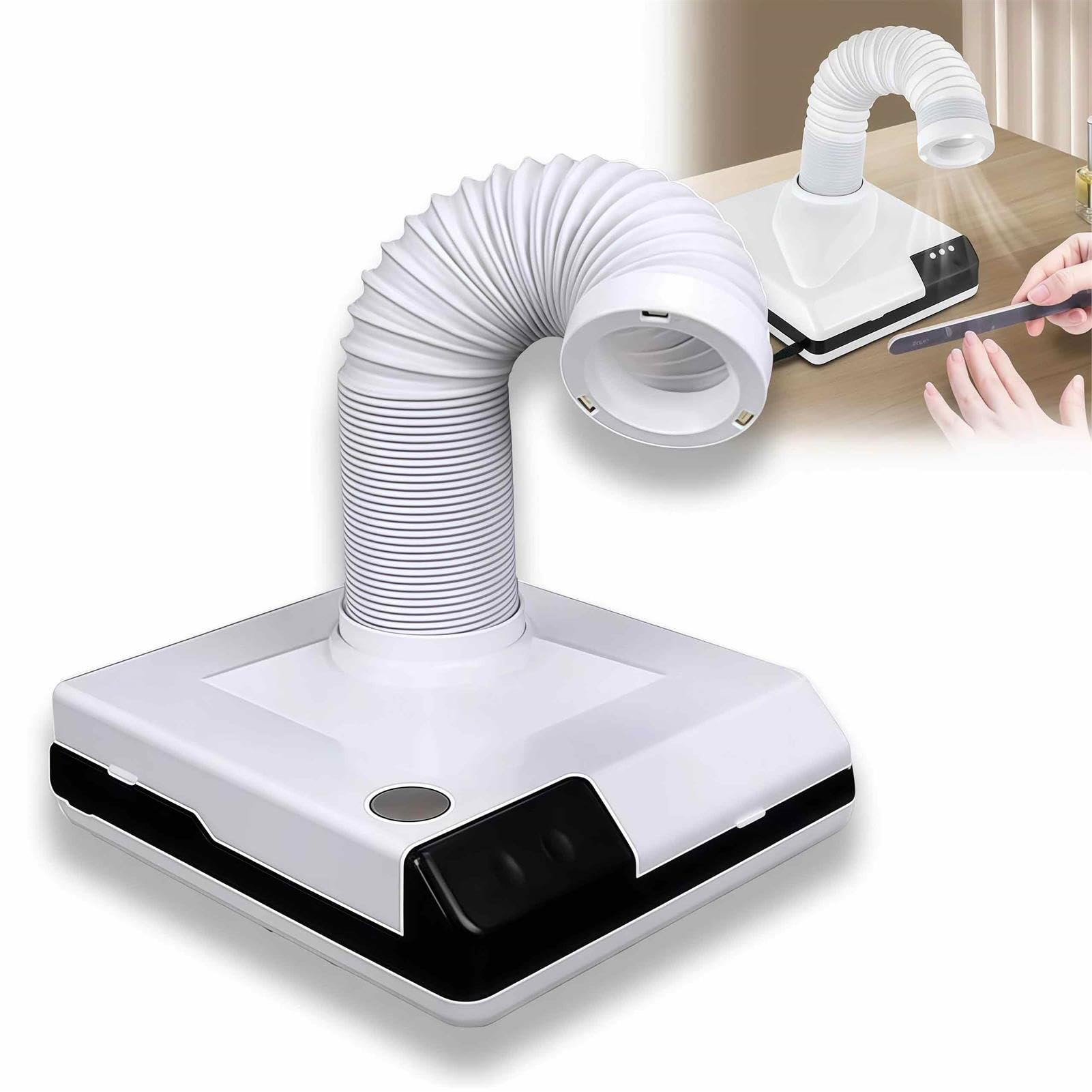Aspirapolvere elettrico girevole a 360° con ventola e LED, 2 in 1, potente rimozione della polvere per salone e uso domestico