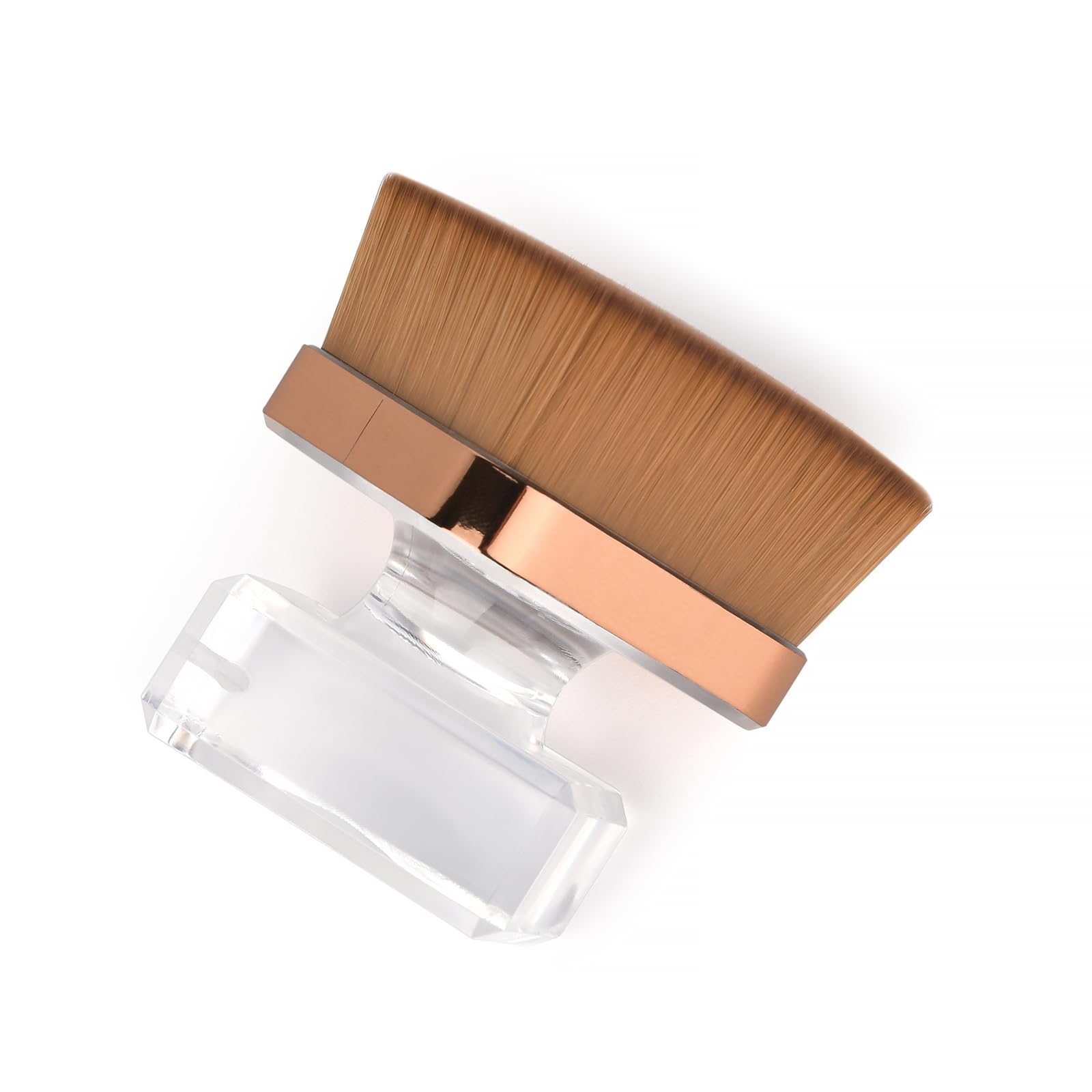 KADS Nail Dust Brush Makeup Brush Flower Shape Crystal Base Nail Cleaning Brush Manicure Pedciure Brush Tool (Two Brown Flat Head) - Image 2