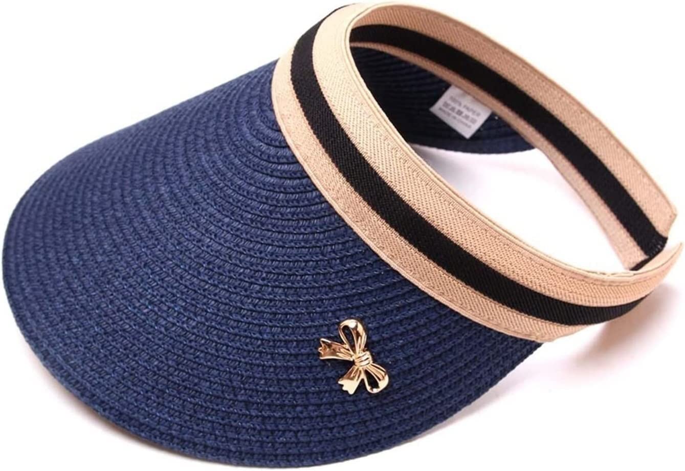Casquette Visiere Femme, Summer Chapeau De Soleil D'été pour Femme avec Nœud À Large Bord, Plage pour Pliable, Chapeau de Plage