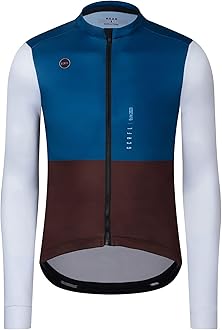 GCRFL Cycling Jersey Mens Long Sleeves Bike Jersey Biking Shirt 4 Rear Pockets Lightweight PRO Race Fit UPF 50+