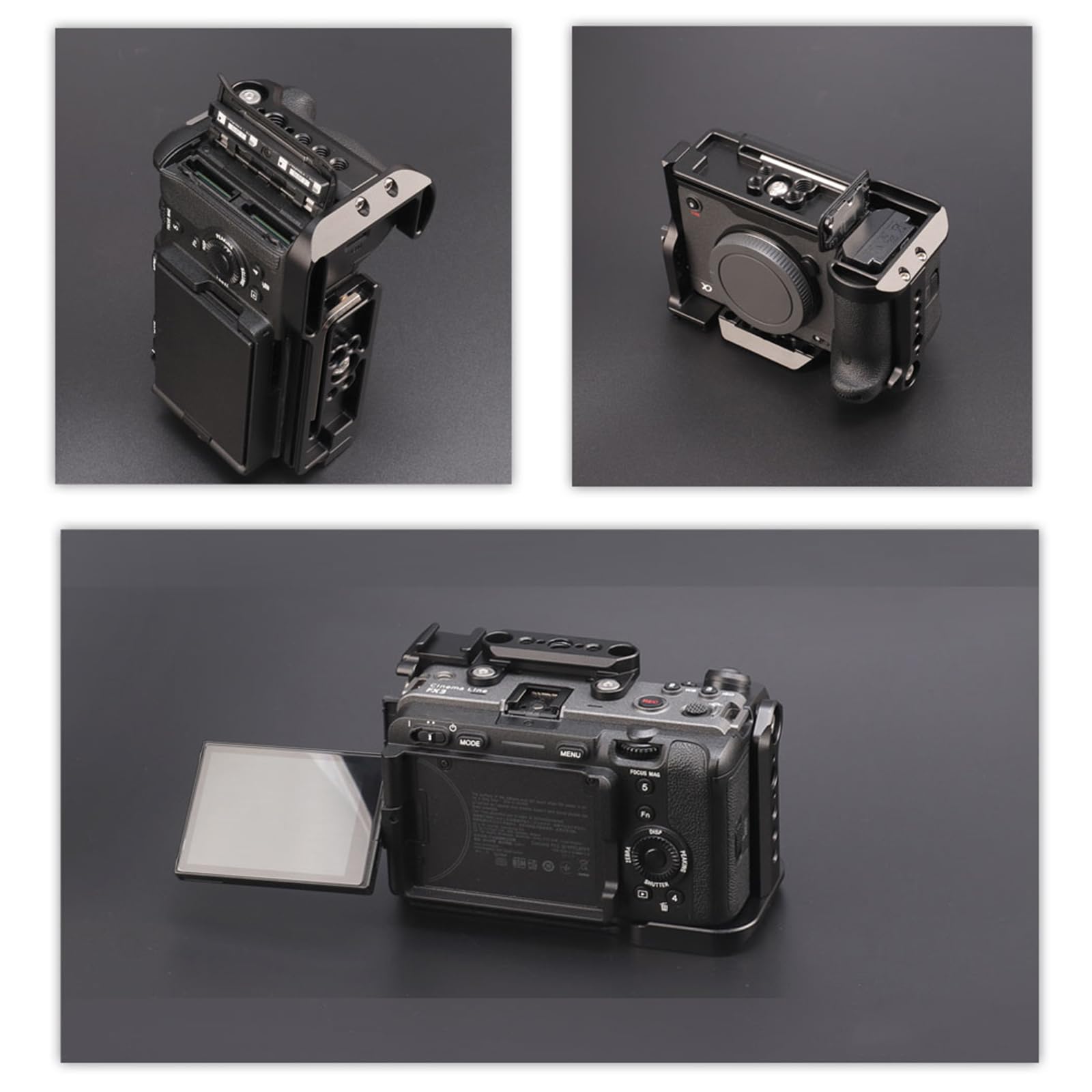 Gabbia per fotocamera professionale in metallo 1/4 3/8 fori per FX3 FX30 Durata e flessibilità per esigenze video e fotografia Piastra a sgancio rapido