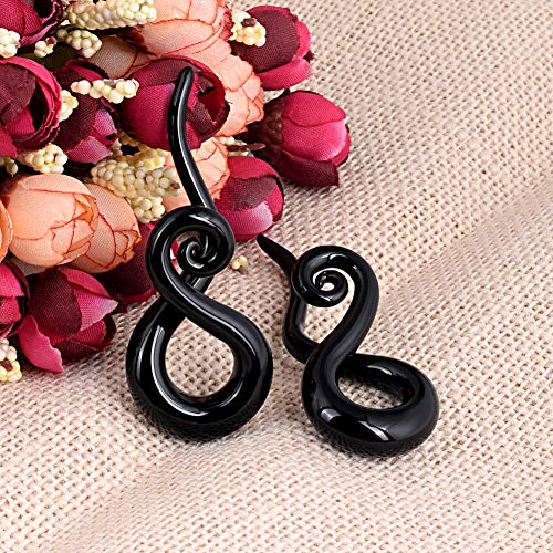 Oyaface 2 PC Glass Ear Tapers Plugs 4G-14mm Teardrop Spiral Gauges Piercing Jewerlry Set3