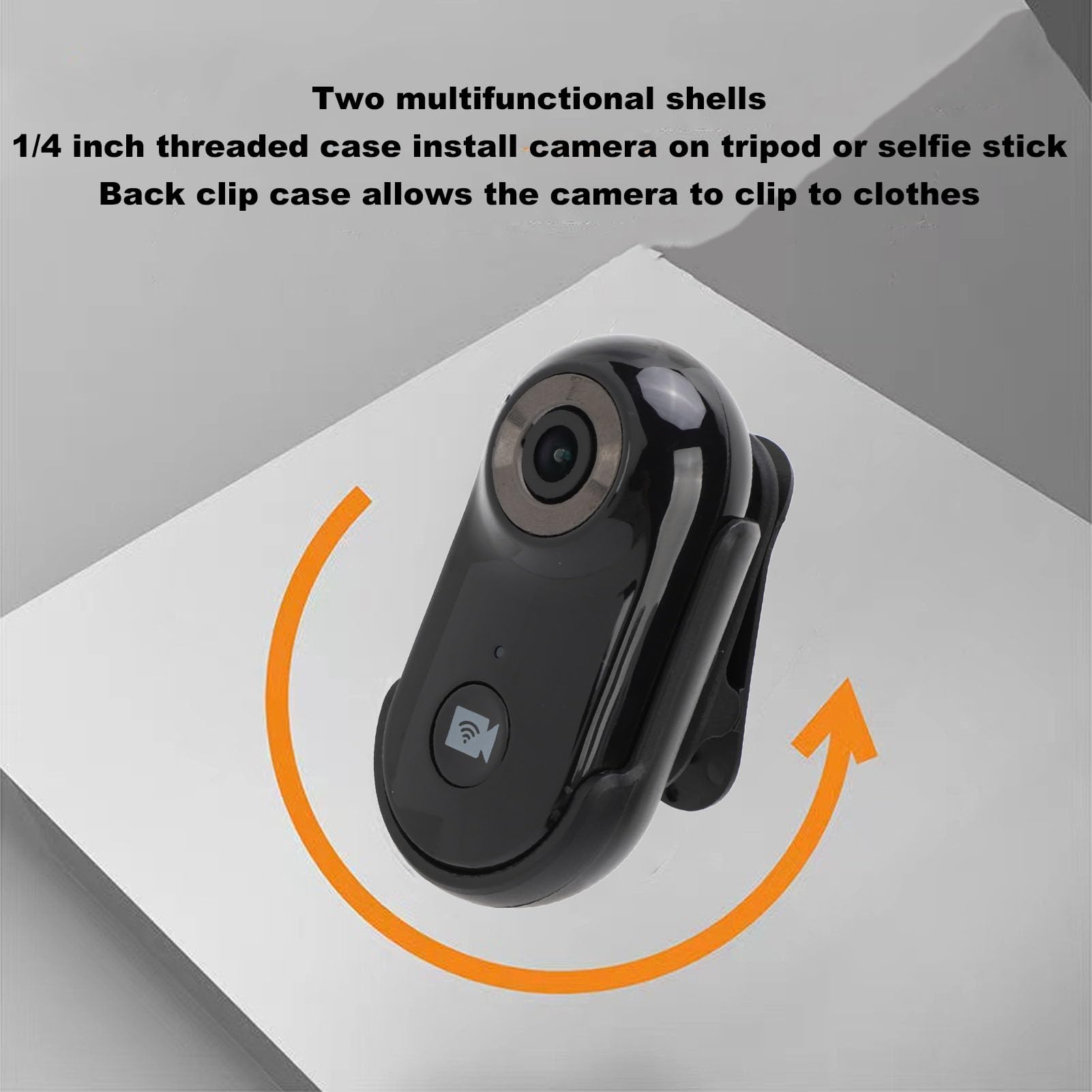 Kamera sportowa 1080P,kamera sportowa 2MP z tylnym klipsem,nagrywanie wideo,szeroki kąt 90 °,mini kamera ciała,kamera akcji małego psa kota(Black)