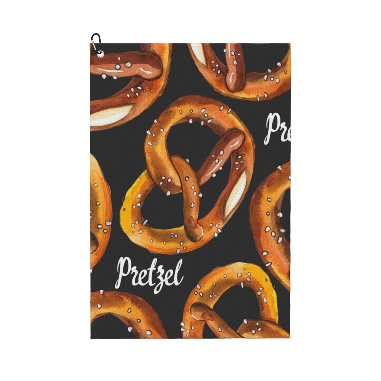 Hnnkloy Delicious Pretzel, 16x24 in Portable Waffle Golf Towels with Carabiner Clip for Golf Bag