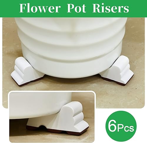 Miniatura 2 de Kigeli 6 Pcs Pot Feet Plant Flower Pot Risers Frost Proof Pot Lifter Handmade Pot Elevator 3 Inch Long, 1.5 Inch Tall, Recommended for 14-20 Inch