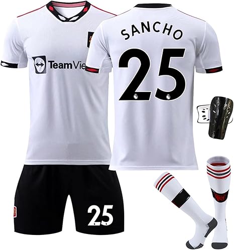 Amazon Co Jp サッカージャージ 子供用大人用サッカーユニフォーム ジェイドン サンチョ ユニフォーム 背番号25 22 23 マンチェスター ユナイテッド フットボール クラブ アウェイ Jadon Sancho 練習着フットボールジャージ フットボールクラブレプリカ 靴下と防具