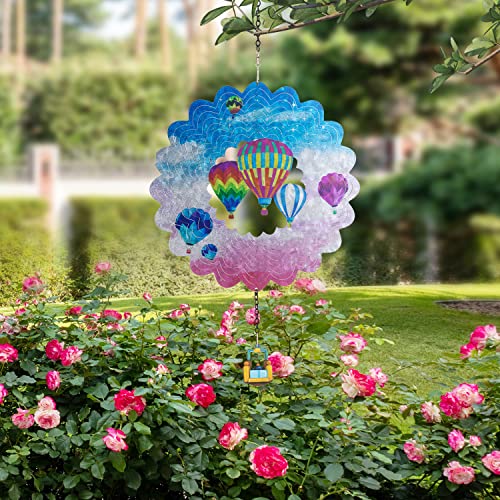Hot Air Balloon Metal Wind Spinners -3D Hanging Wind Spinner For Outdoor & Indoor Decorations, 12 Inch Wind Spinner For Balcony Garden Yard Patio Decoration #TOP3