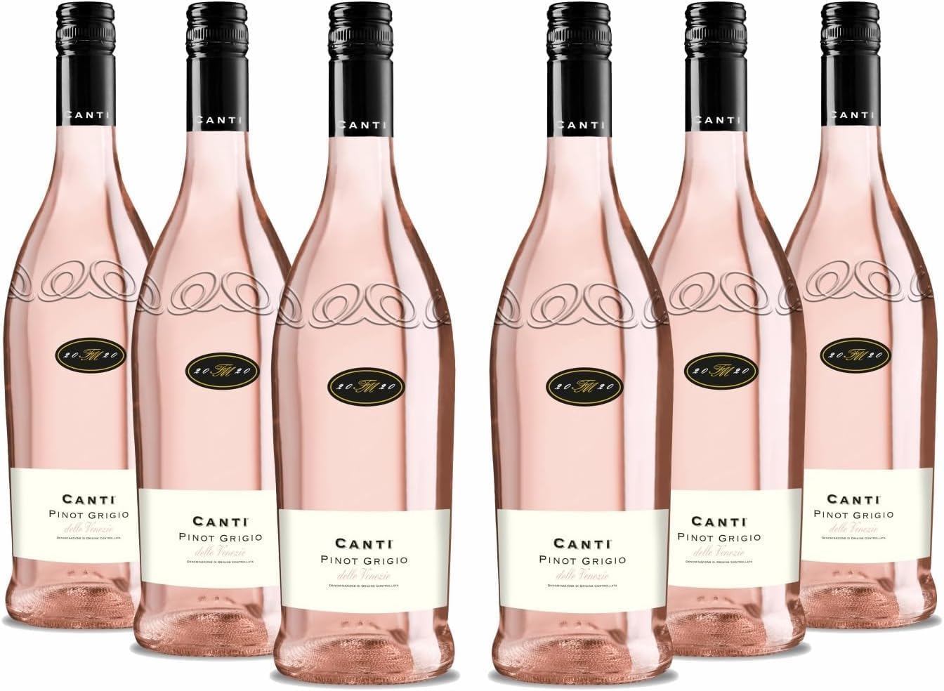 Canti - Pinot Grigio delle Venezie D.O.C., Vino Rosado Seco Italiano, Sabor Afrutado del Melocotón, 6x750 ml