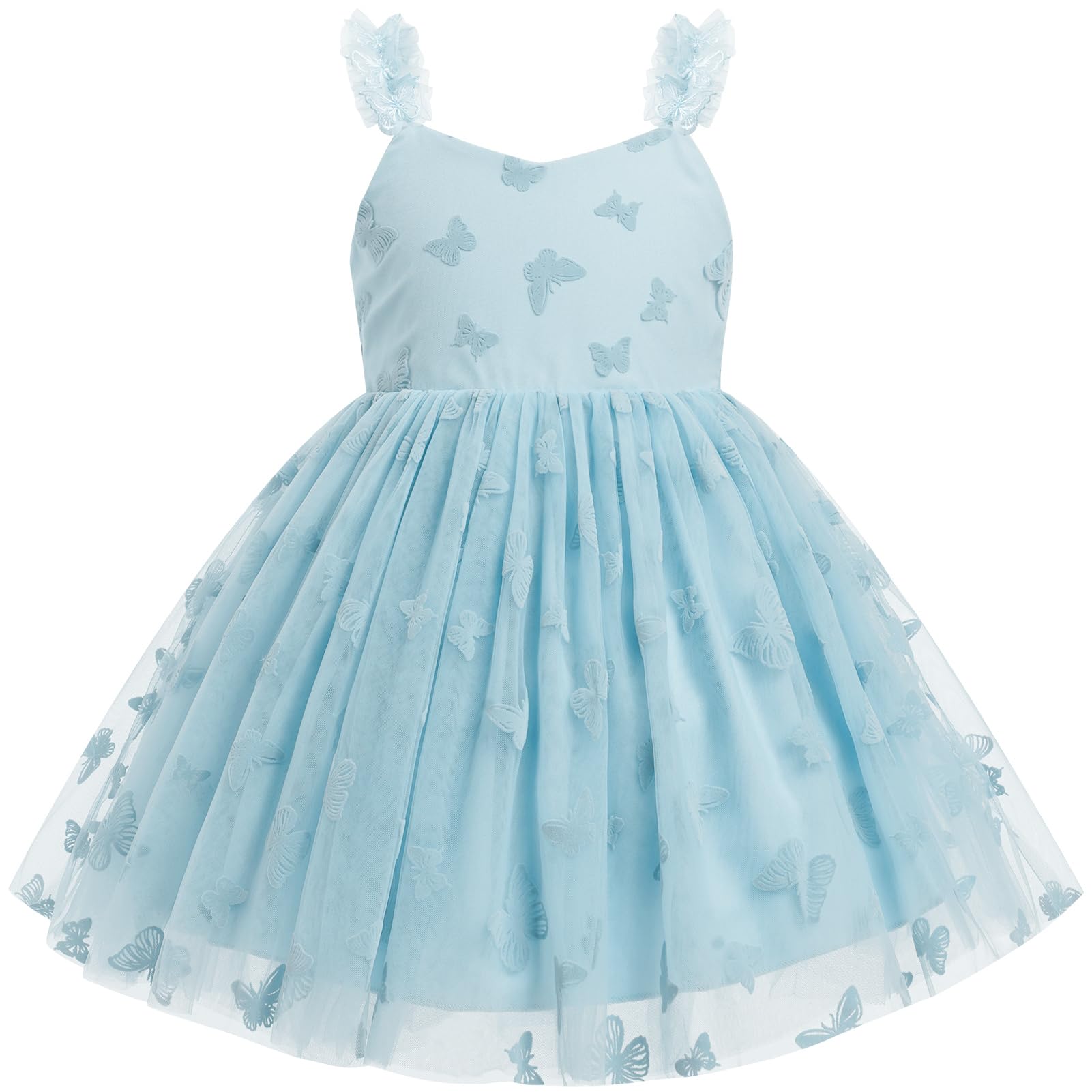 FYMNSI Toddler Baby Girl Butterfly Dress Princess Sleeveless Tulle Tutu Dress for Birthday Flower Girl Wedding Pageant Gowns
