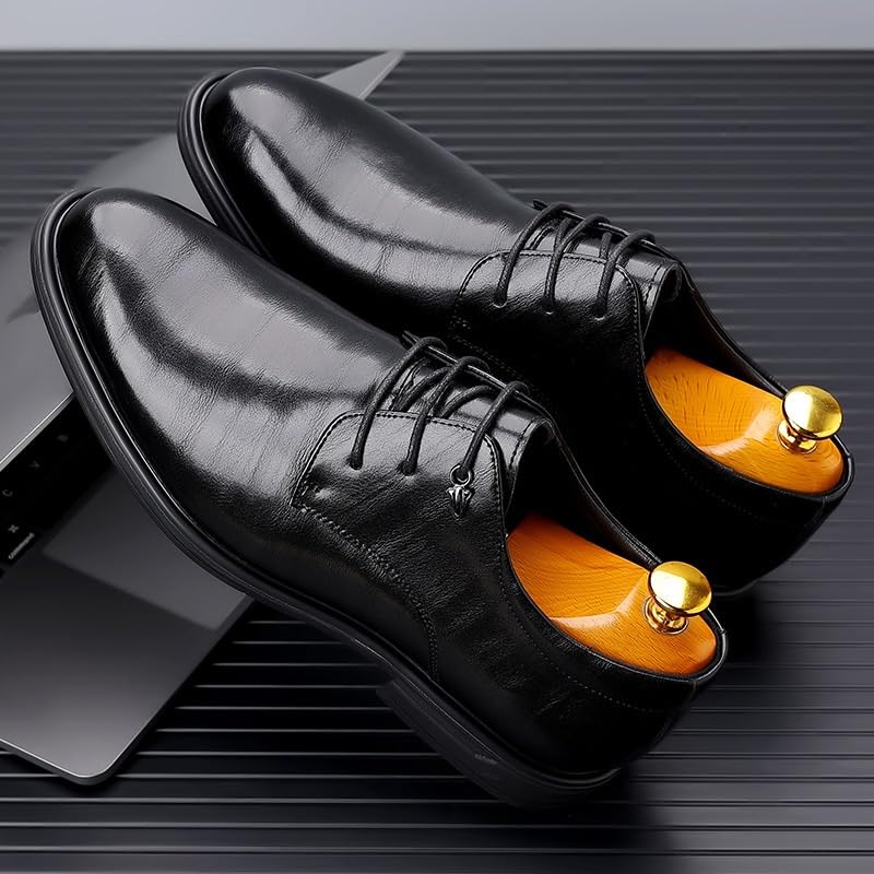 Men's Oxford Shoes Fashion Classic Pointed Toe Lace Up Low Top Leather Dress Shoes Patent Leather Wedding Business Office Shoes3
