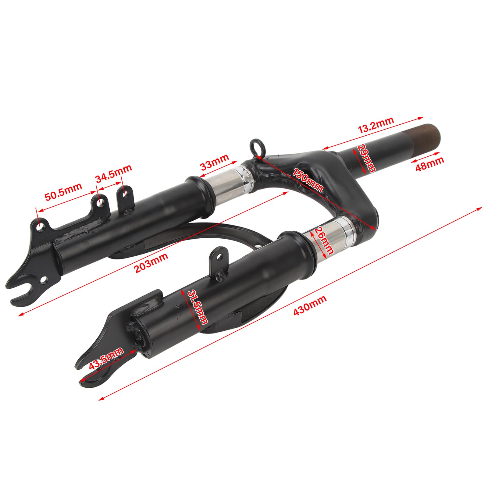Antiba de Choque Hidráulico Delantero, Horquillas de Suspensión de Aleación de Aluminio para Scooter Eléctrico, Motocicleta, Bicicleta Eléctrica con Ruedas de 12 Pulgadas