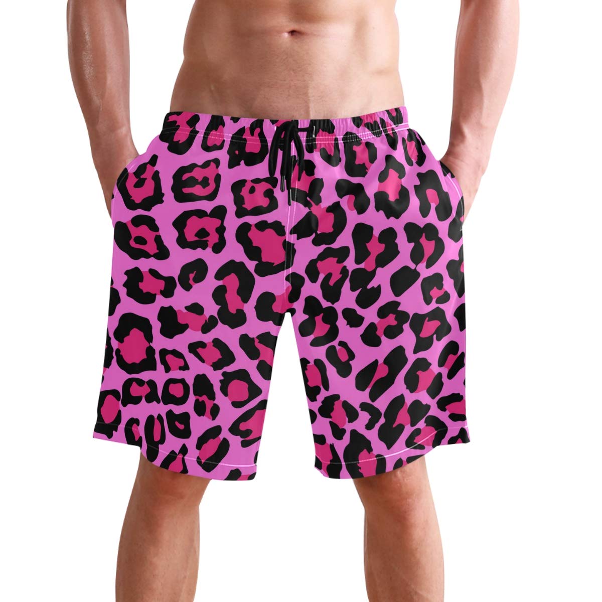 visesunny Hawaiian Men's Summer Beach Shorts Swim Trunks Sports Running Bathing Suits with Mesh Lining - - Large