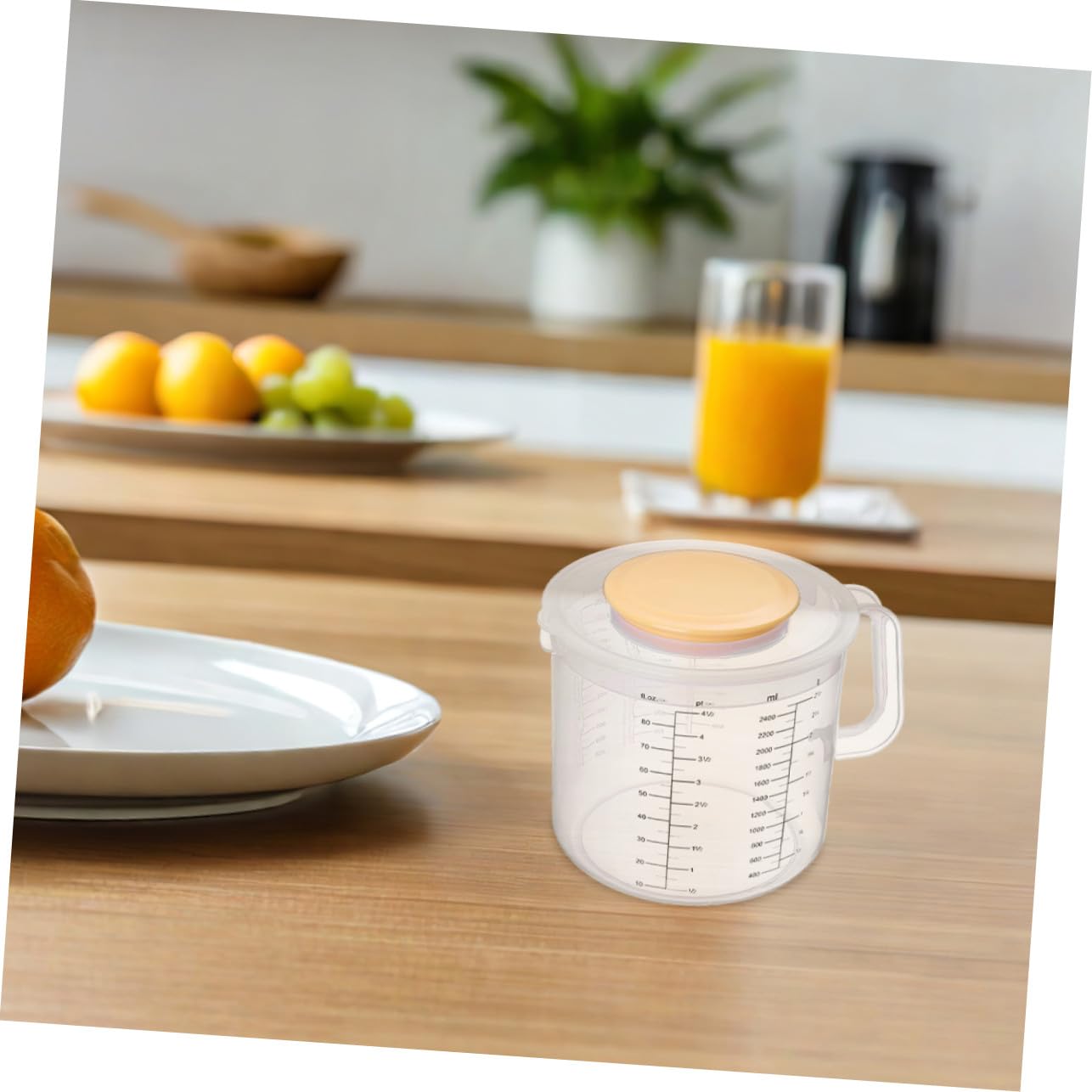 Alipis Jarra Medidora de Plástico 2.5l con Tapa Anti Salpicaduras y Escala Clara, Recipiente Medidor Adecuado para Hornear y Preparar Pasteles, Juego de 2 Piezas
