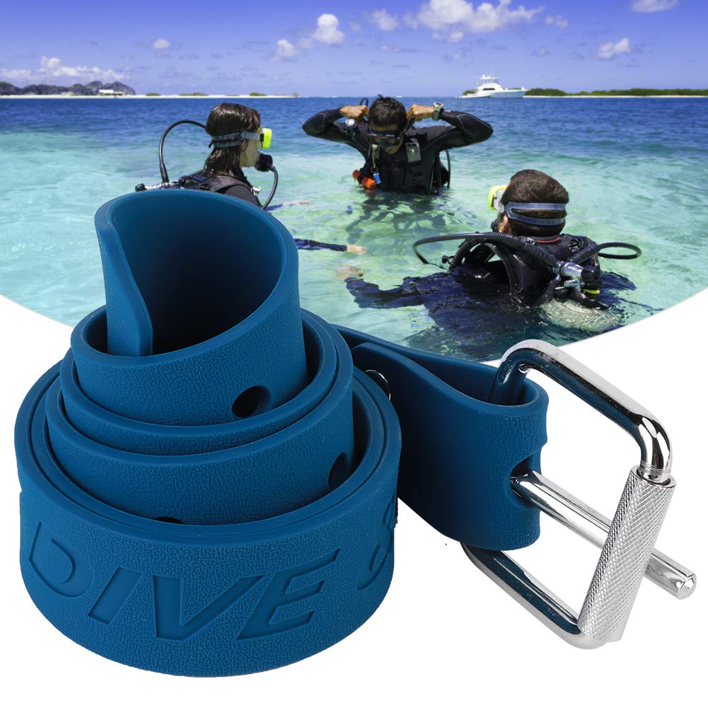 Cintura Resistente con Pesi per Immersione con Fibbia a Sgancio Rapido per Snorkeling e Immersioni in Apnea, Misura Regolabile 61 Pollici, Robusta Gomma Blu