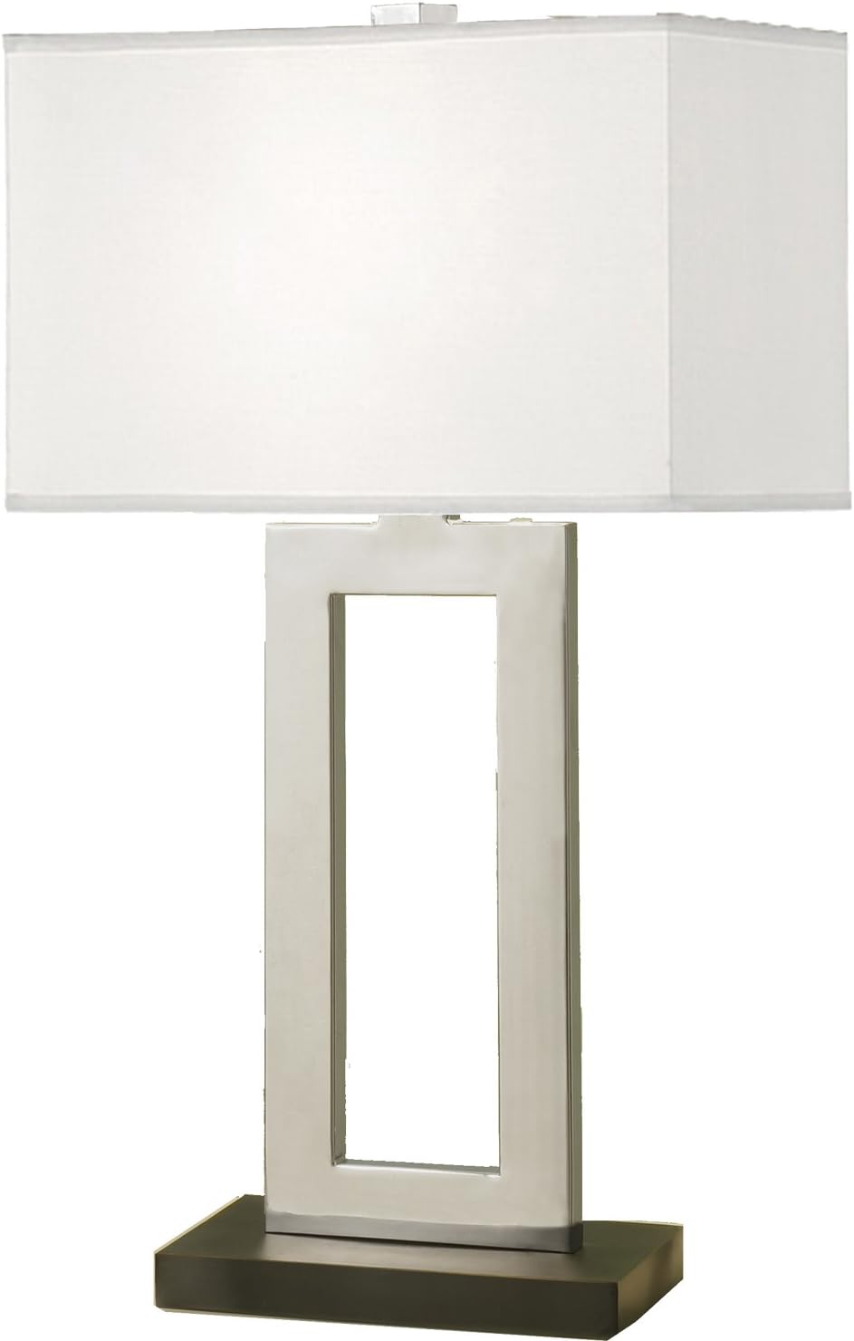 Artiva USA Geometric, Contemporary Design, 29-Inch Chrome & Black Contrast Table Lamp with Rectangular Hardback Shade